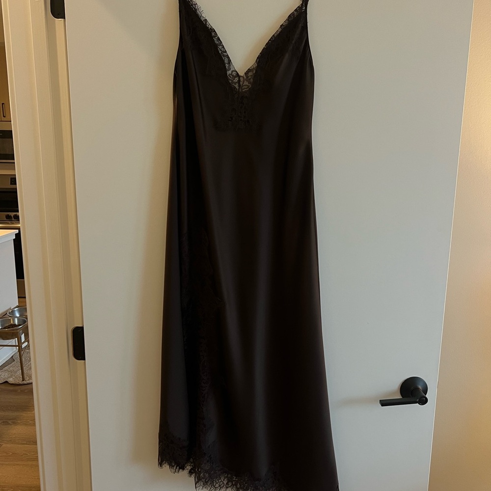 Zara Brown Asymmetrical Lace Dress